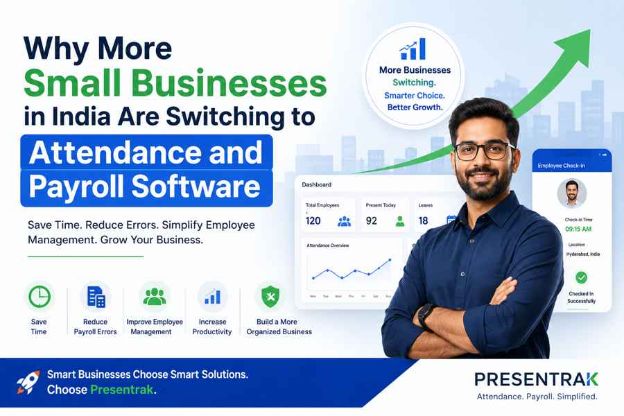 Employee attendance software dashboard showing attendance reports