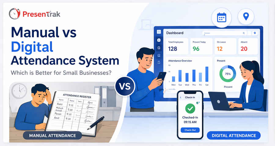 Employee attendance software dashboard showing attendance reports